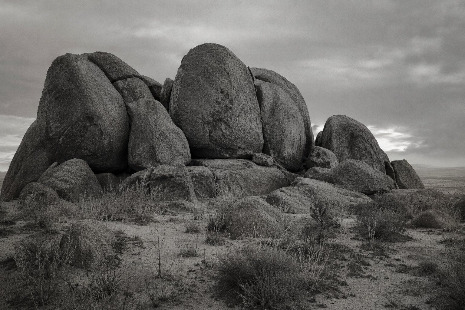 Large boulders in a desert landscape