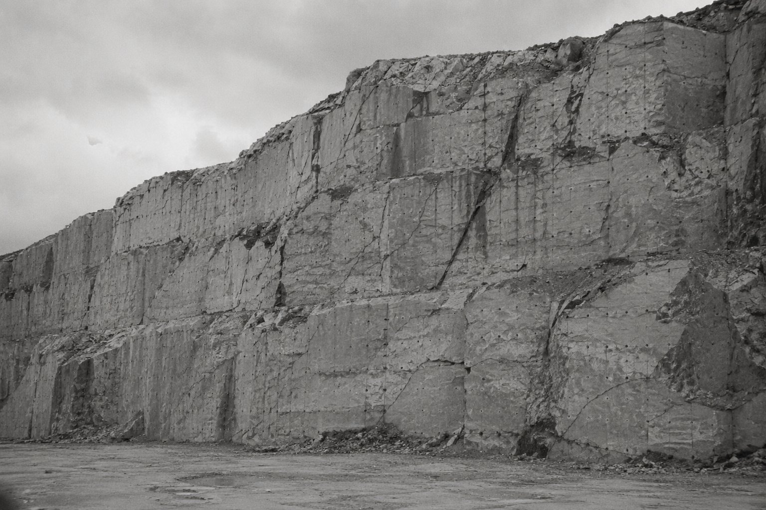 A working stone quarry face